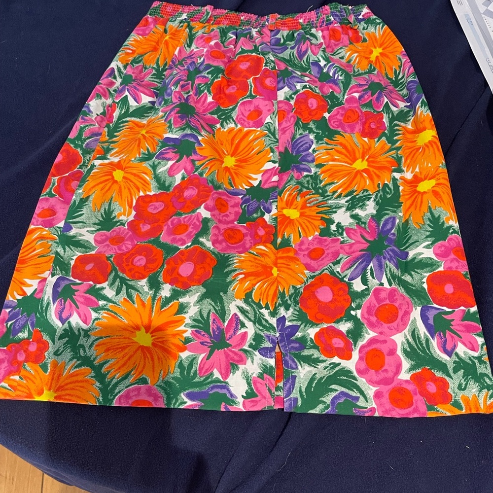Cathy Daniels Floral A-Line Skirt in Green, Orange & Pink